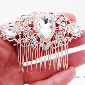 Small Rose Gold Crystal Wedding Hair Comb, Hair Comb for Wedding, Crystal Comb, Comb for Wedding Hair, Princess Bride Hair Comb, Pretty Comb