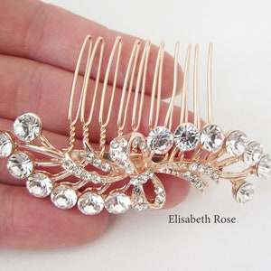 Small Rose Gold Hair Comb, Decorative Crystal Rose Gold Hair Comb, Rose Gold Wedding Hair Accessory, Small Rose Gold Hair Comb
