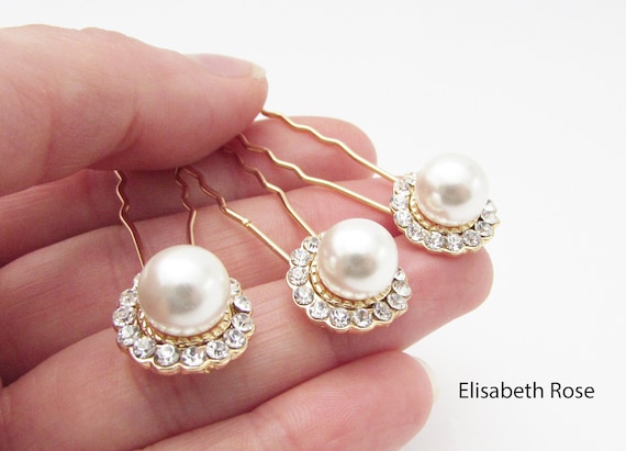 gold and pearl hair pins