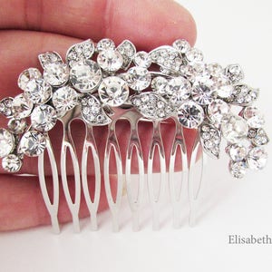 Small Rhinestone and Crystal Wedding Hair Comb, Sparkly Hair Jewellery for Wedding, Bridal Hair Comb, Silver Crystal Hair Comb for Bun image 2