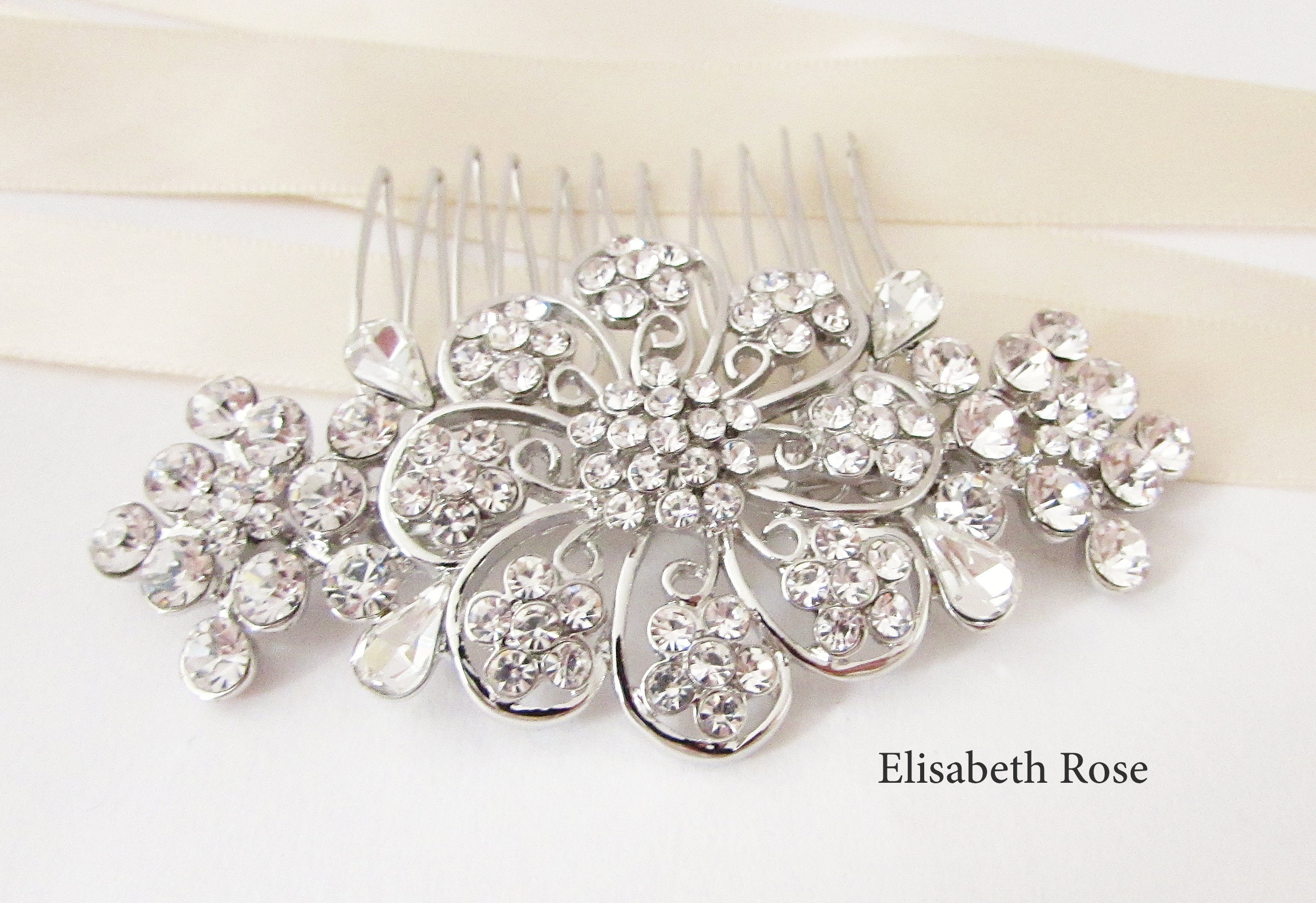 Art Deco Rhinestone Hair Comb: Bridal Wedding Hair Accessory 
