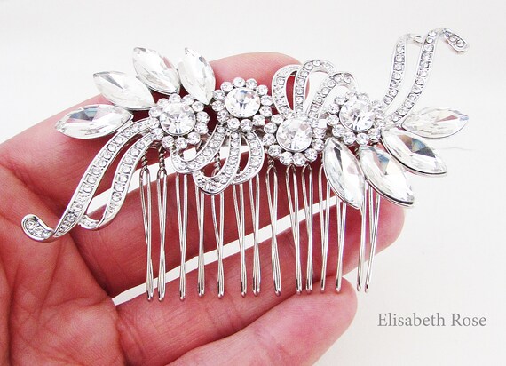 Art Deco Wedding Hair Comb: Crystal Rhinestone Bridal  display picture 2