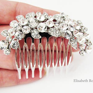 Small Rhinestone and Crystal Wedding Hair Comb, Sparkly Hair Jewellery for Wedding, Bridal Hair Comb, Silver Crystal Hair Comb for Bun image 3