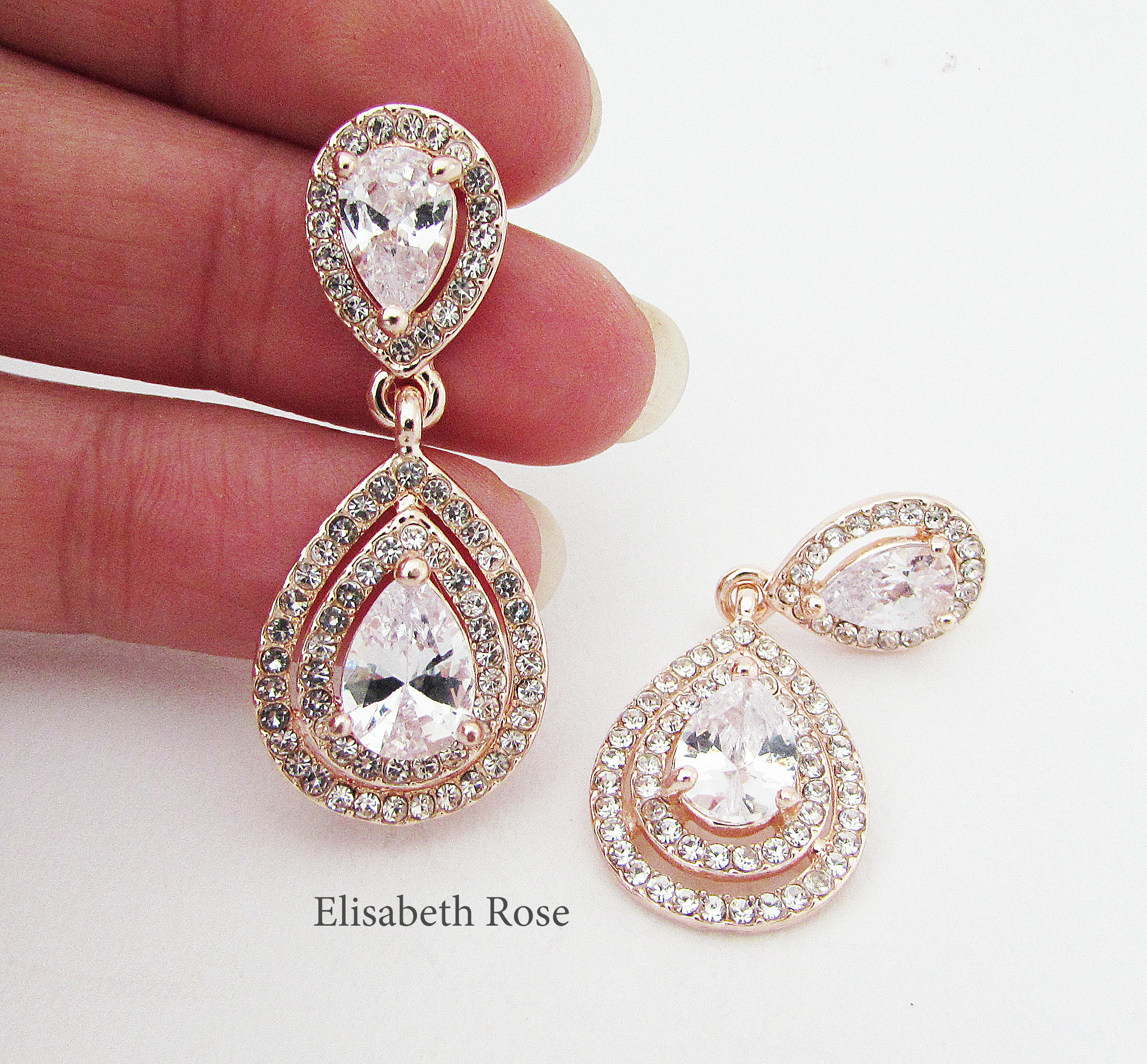 Rose Gold Earrings Rose Gold Earrings for Wedding Rose Gold | Etsy