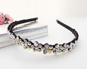 Crystal Rhinestone Medallion Headband - Bridal Glass Crystal  display picture 3