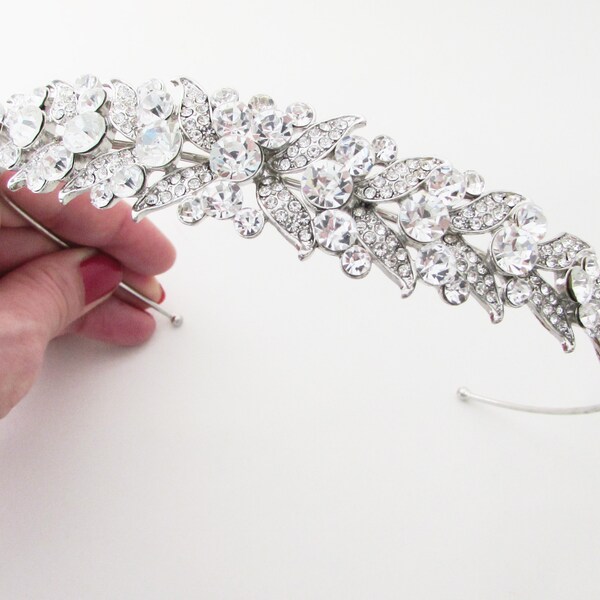 Rhinestone Wedding Hairband, Crystal and Rhinestone Embellished Hairband for Wedding, Crystal Bridal Headband, Wedding Day Hairband