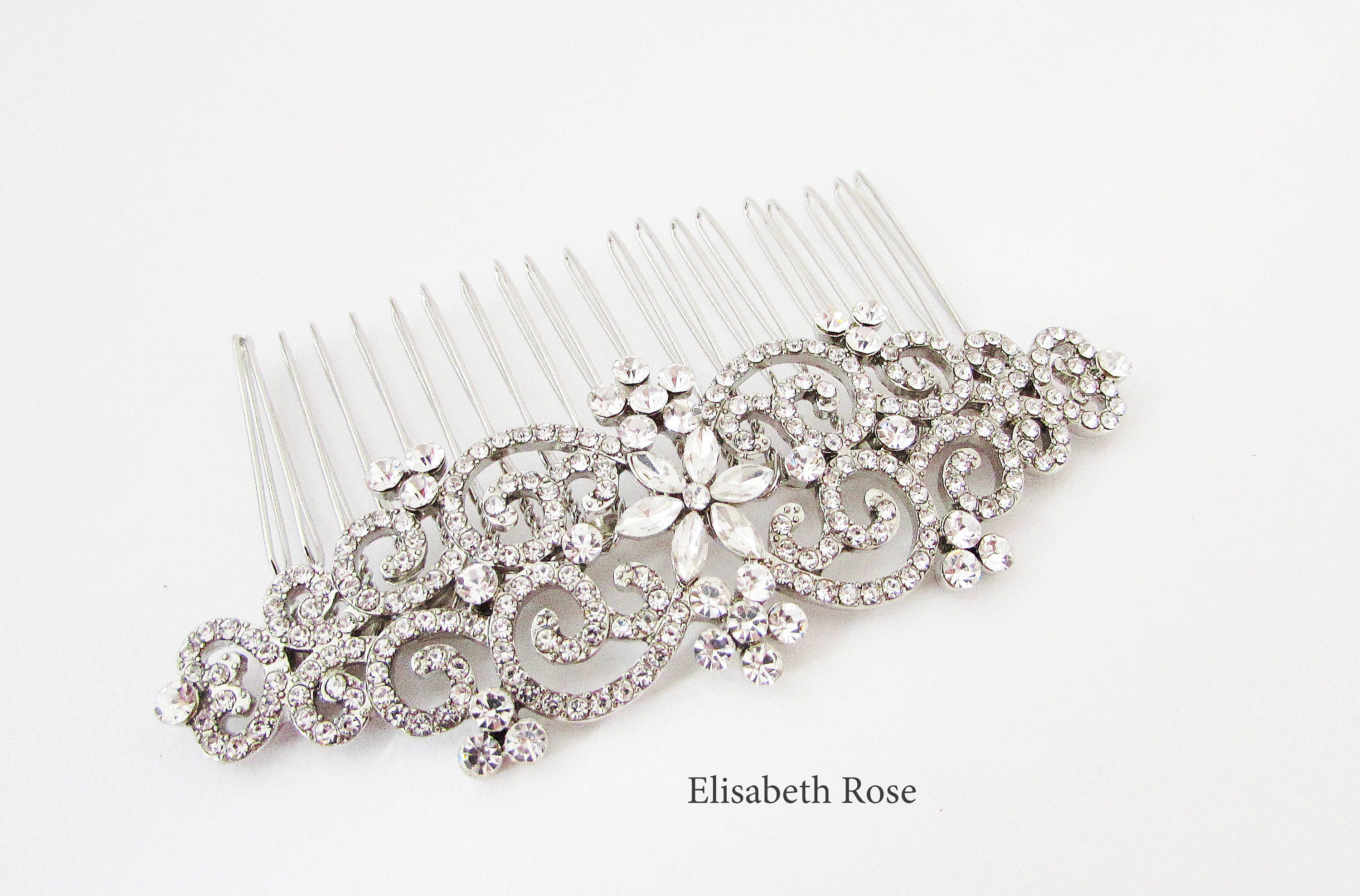 Decorative Silver Hair Comb Silver Crystal Hair Comb for Etsy