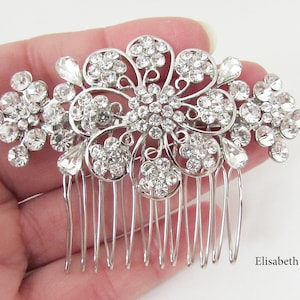 Art Deco Style Hair Comb, Silver Hair Comb for Wedding, Bridal Hair Comb, Decorative Hair Comb, Bridesmaid Hair Comb