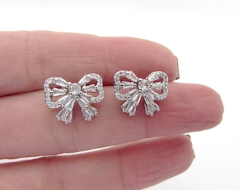 Pretty Bow Stud Earrings, Big Bow Earrings for Wedding, Bow Shape Earrings for Bride