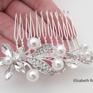 Crystal Pearl Wedding Hair Comb: Small Rhinestone Bridal Hair Jewelry / Jewellery