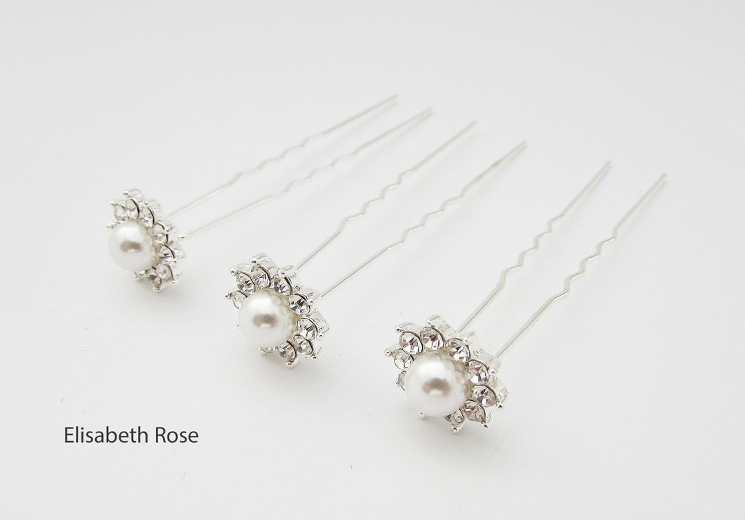Set of 3 Pearl Hair Pins, Pearl Wedding Hair Pins, 3 Hair Pins, Pearl