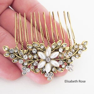 Crystal Bridal Hair Comb: Antique Gold Wedding Hair Accessory