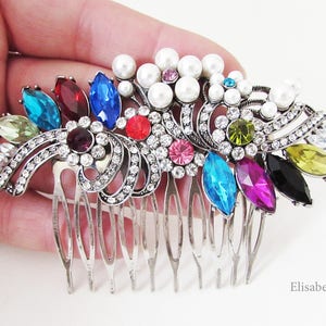 Mulit Colour Hair Comb, Colourful Hair Comb for Wedding, Large Hair Comb, Large Comb for Wedding Hair, Rainbow Hair Comb, Colour Hair Piece
