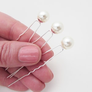 Ivory Pearl Wedding Hair Pins: Set of 3 Bridal Bobby Pins