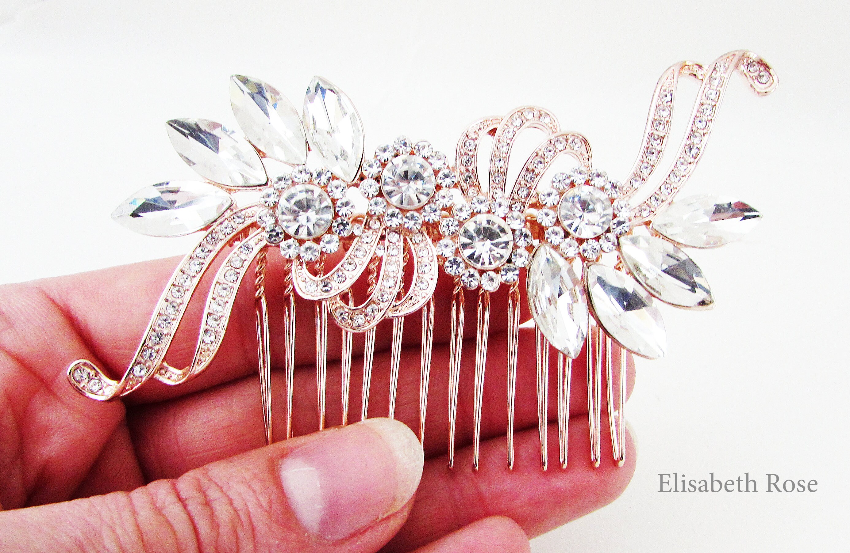 Rose Gold Wedding Hair Comb Hair Piece for Wedding Bride Etsy