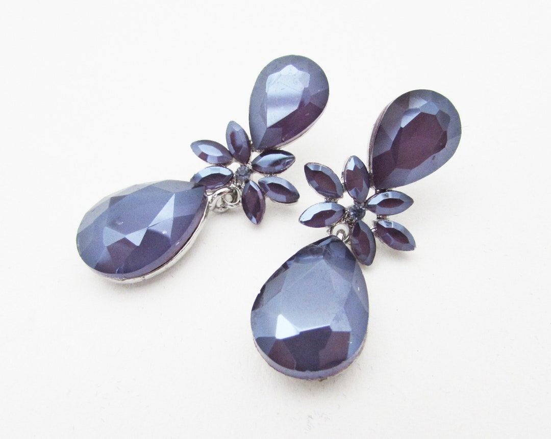 Purple Earrings, Dark Purple Earrings for Wedding, Purple Bridesmaids