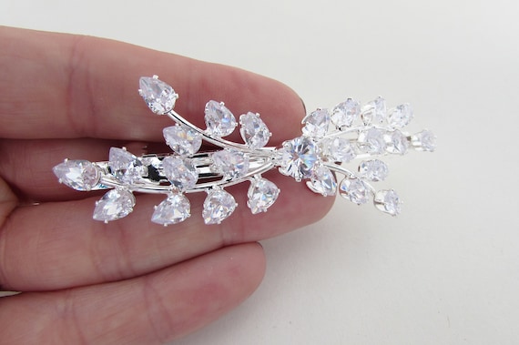 Crystal Hair Barrette, Clear Rhinestone Hair Clip for Bride  display picture 2