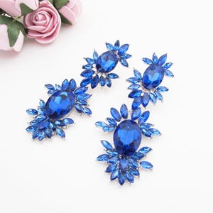 Royal Blue Earrings, Blue Crystal Earrings, Big Blue Earrings, Blue Long Crystal Earrings, Large Wedding Earrings, Oversized Earrings,