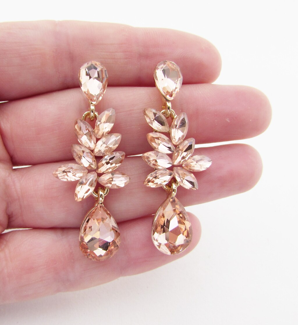 Orecchini A Goccia Con Fiocco E Cristalli - Argento E Rosa - Pendenti Vintage In Lega E Zirconi Per Donne E Ragazze