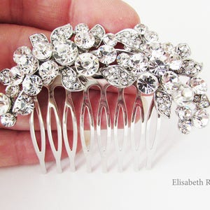 Small Rhinestone and Crystal Wedding Hair Comb, Sparkly Hair Jewellery for Wedding, Bridal Hair Comb, Silver Crystal Hair Comb for Bun image 1