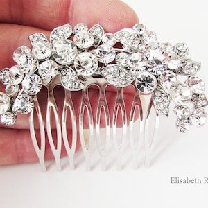 Small Rhinestone and Crystal Wedding Hair Comb, Sparkly Hair Jewellery for Wedding, Bridal Hair Comb, Silver Crystal Hair Comb for Bun image 1