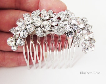 Small Rhinestone and Crystal Wedding Hair Comb, Sparkly Hair Jewellery for Wedding, Bridal Hair Comb, Silver Crystal Hair Comb for Bun