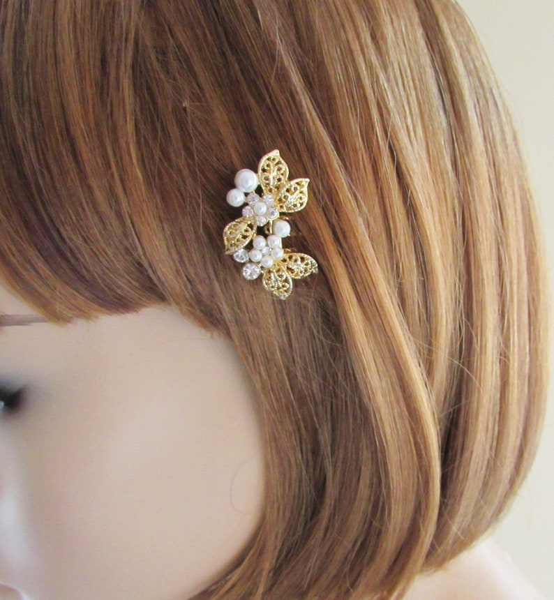 Small Gold and White Pearl Wedding Hair Pin Small Gold Hair - Etsy UK