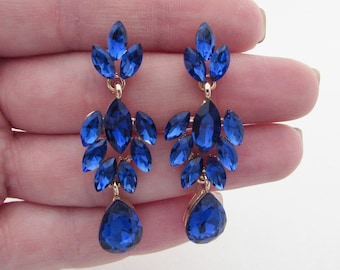 Bright Blue Earrings for Wedding: Blue Bridesmaids Earrings, Royal Blue Party Earrings, Wedding Guest Earrings
