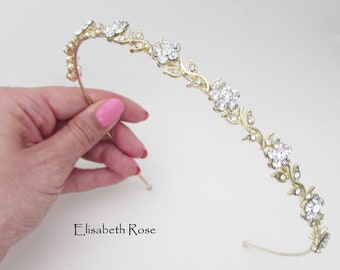 Gold Wedding Hairband, Crystal Embellished Hairband for Wedding, Gold Bridal Headband, Wedding Day Hairband, Sparkly Hair Piece