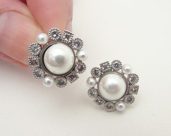 Pearl Cluster Stud Earrings, Wedding Earrings, Pearl Wedding Earrings, Bridal Stud Earrings, Large Pearl Stud Earrings, Bride Earrings