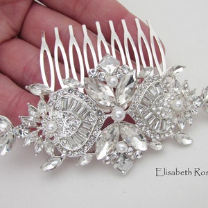 Art Deco Style Hair Comb, Elegant Silver Hair Comb for Wedding, Bridal Hair Comb, Silver Great Gatsby Hair Comb, Old Hollywood Glamour Comb