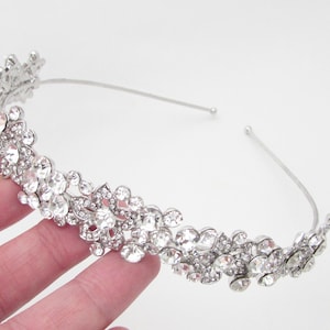 Silver Rhinestone Wedding Hairband, Crystal and Rhinestone Embellished Hairband for Wedding, Crystal Bridal Headband, Wedding Day Hairband