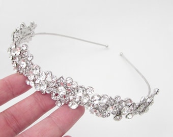 Silver Rhinestone Wedding Hairband: Crystal Bridal Headband, Sparkly Hair Accessory for Bride