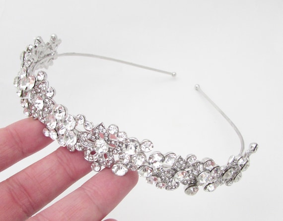 Silver Rhinestone Wedding Hairband: Crystal Bridal Headband  display picture 2