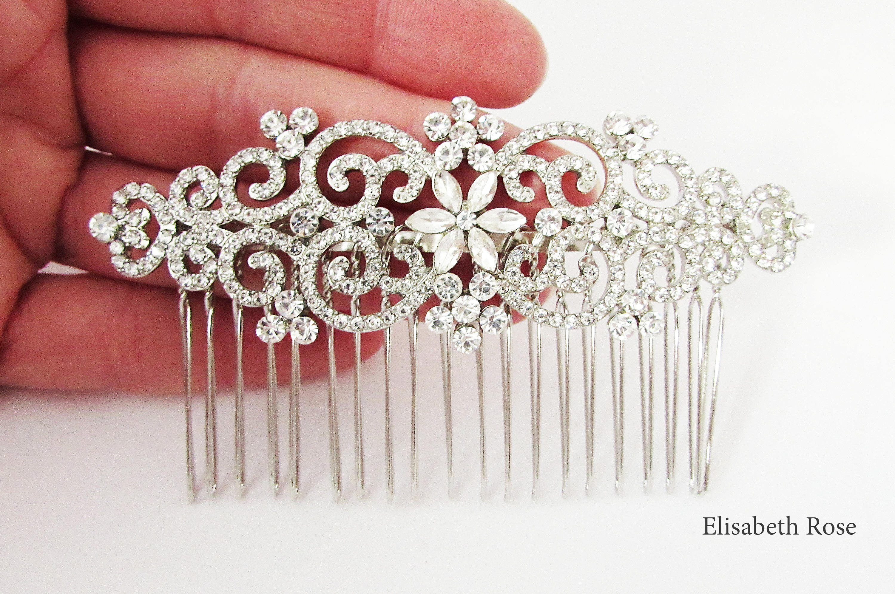 Decorative Silver Hair Comb Silver Crystal Hair Comb for Etsy