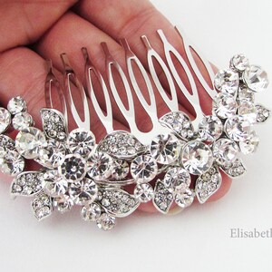 Small Rhinestone and Crystal Wedding Hair Comb, Sparkly Hair Jewellery for Wedding, Bridal Hair Comb, Silver Crystal Hair Comb for Bun image 4