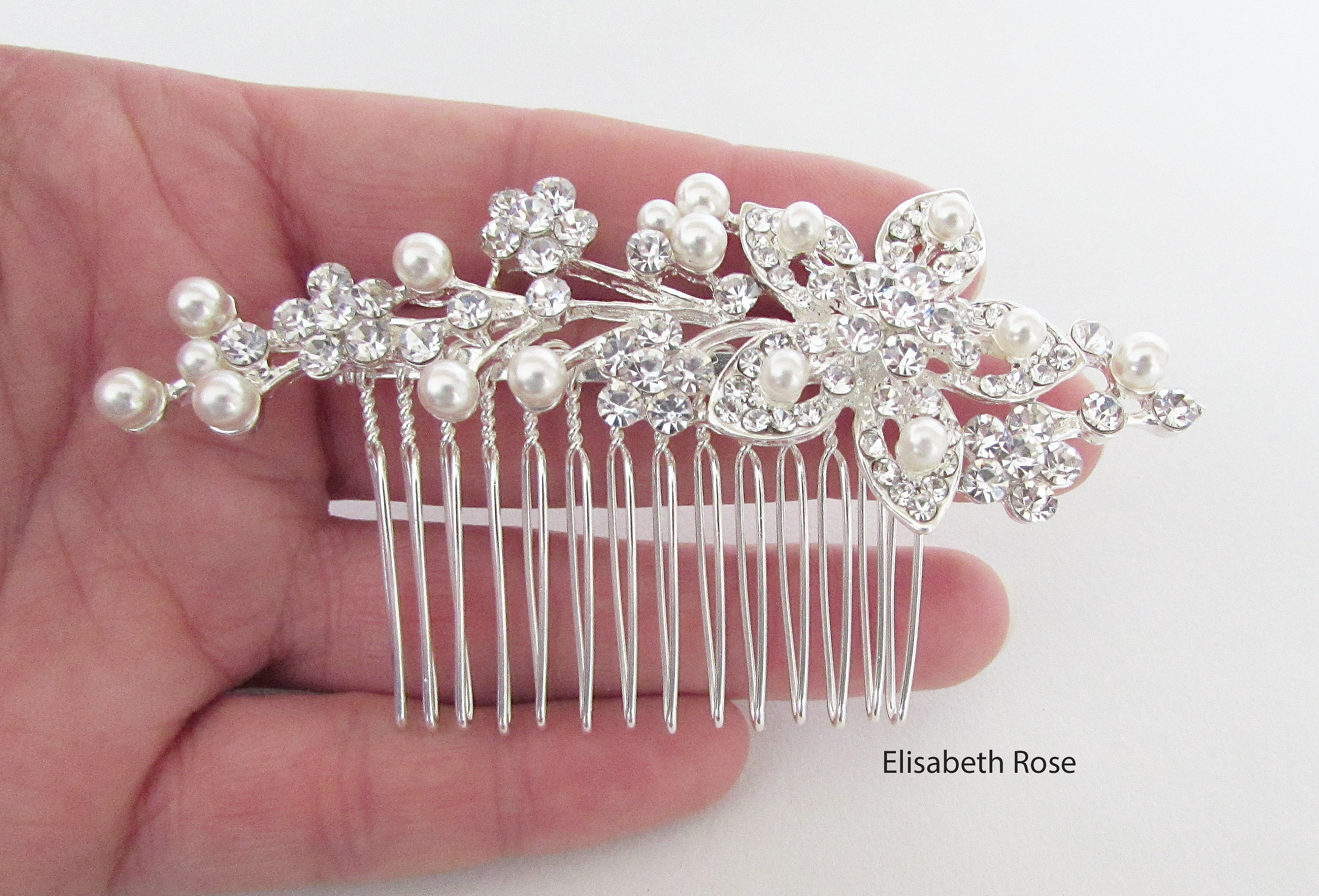 Decorative Silver Wedding Hair Comb, Crystal and Pearl Hair Comb for …