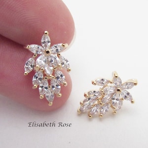 Cubic Zirconia Earrings, Clear Crystal Earrings, Gold CZ Earrings for Bride, Wedding Earrings, Bridal Earrings, Bridesmaid Earrings