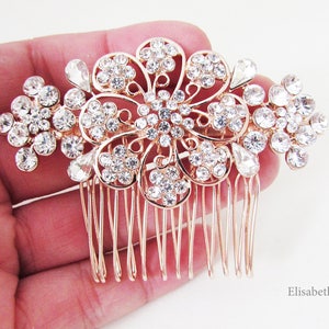 Rose Gold Hair Art Deco Style Hair Comb, Rose Gold Hair Comb for Wedding, Bridal Hair Comb, Small Rose Gold Hair Comb, Bridesmaid Hair Comb