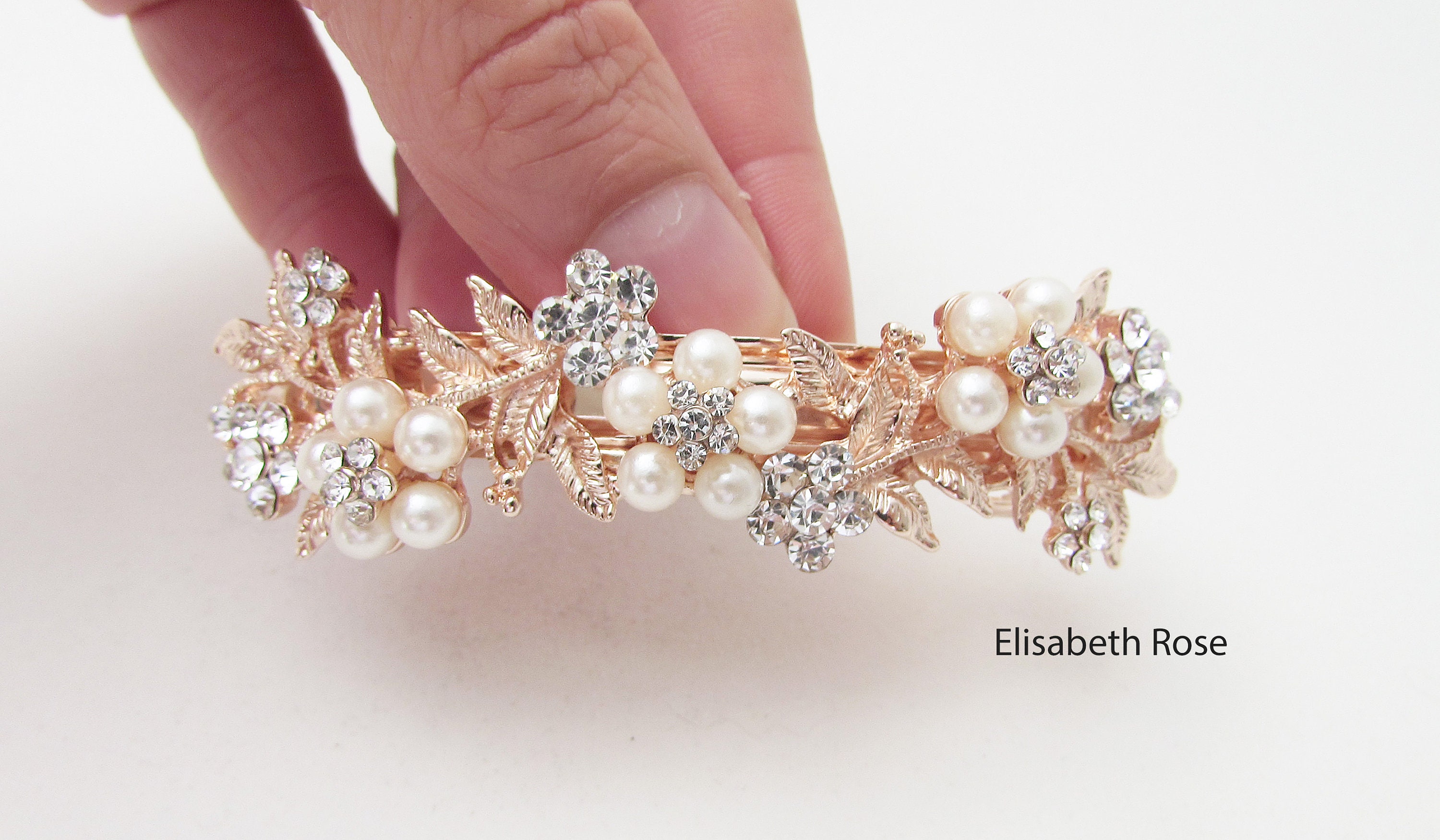 NEW MORILEE rhinestone hair clip in rose gold Aurélie rose gold crystal hair clip – Lola and Alice main image 4