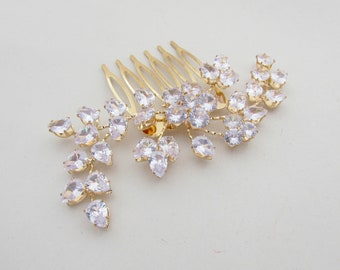 Crystal Wedding Hair Comb, Gold Hair Jewellery for Wedding, Hair Comb for Bride, Clear Rhinestone Hair Accessory for Bride, Head Piece