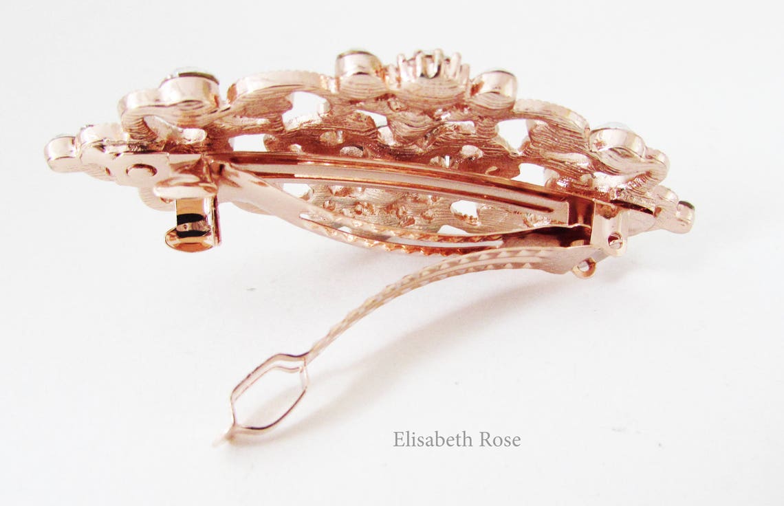 Rose Gold Hair Barrette Rose Gold and Crystal Hair Clip for Etsy