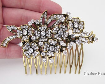 Decorative Wedding Hair Comb, Crystal and Rhinestone Hair Comb for Wedding, Bridal Hair Comb, Wedding Day Floral Design Hair Comb