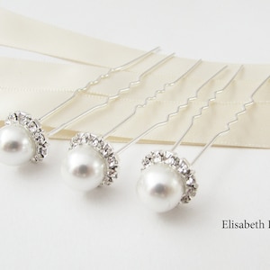 Épingles à cheveux de mariage en perles et cristaux : lot de 3