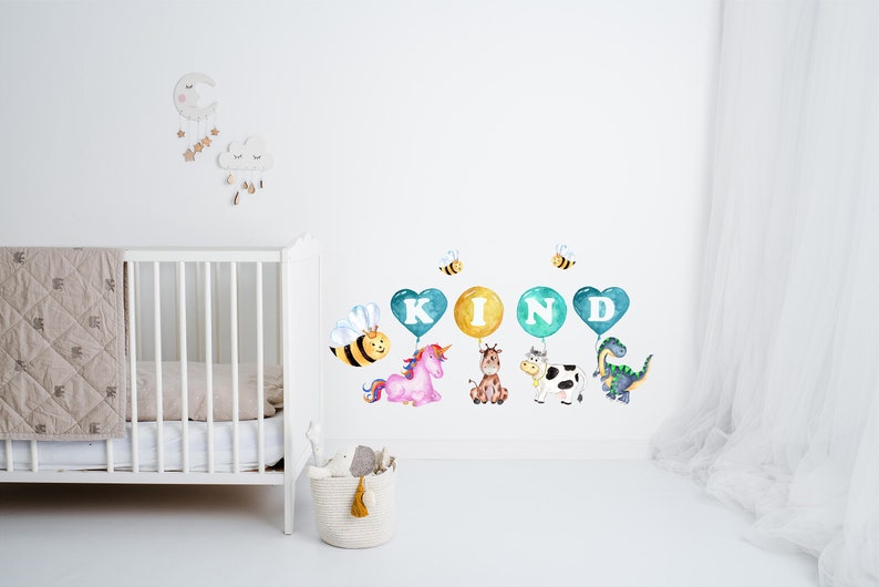 be kind nursery art safari wall decal baby onsies for boys bee sticker room baby shower gift balloon blue animals giraffe dino elephant