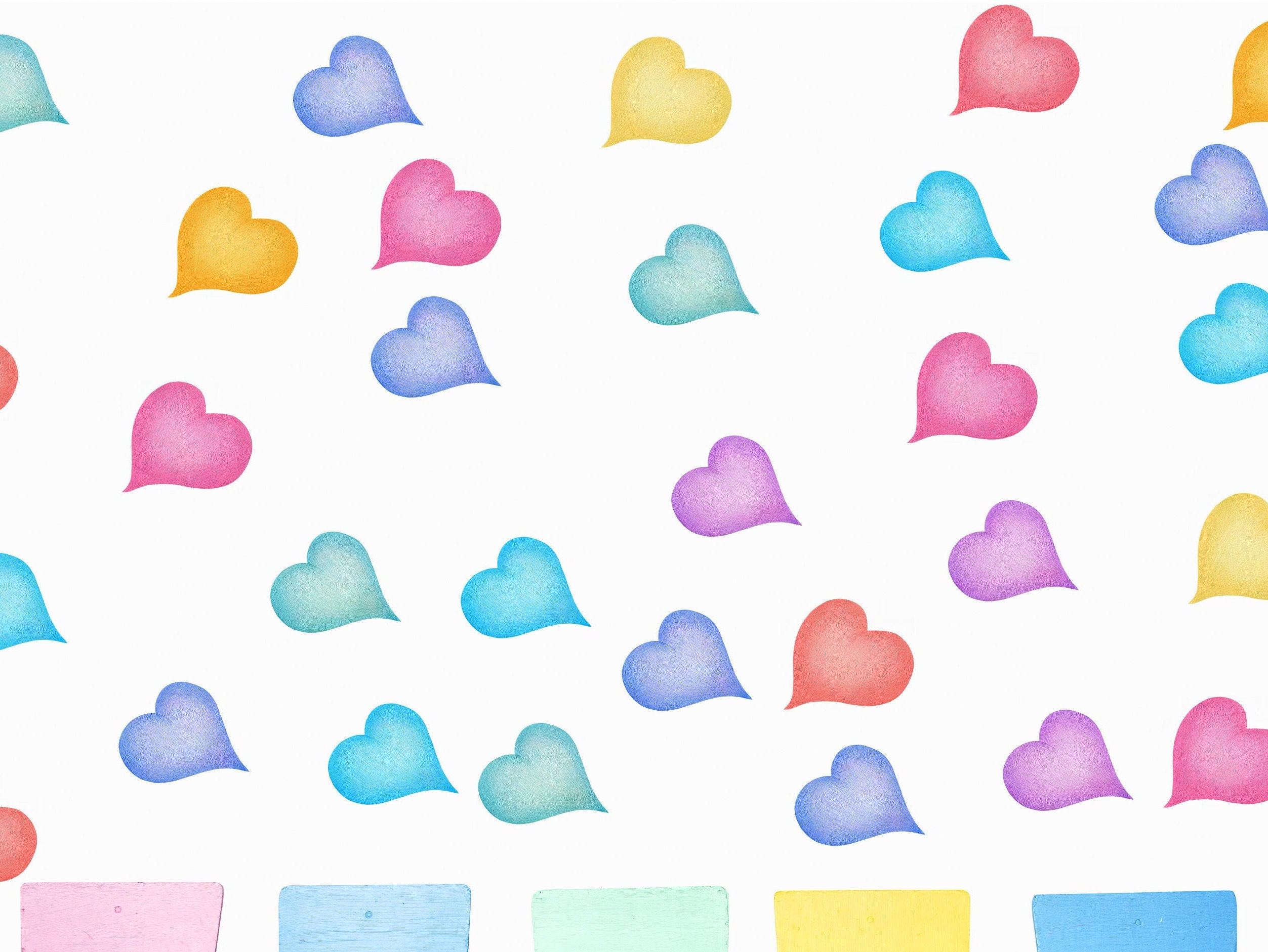 Cute hearts stickers pastel wall decal boho cute pastel Etsy