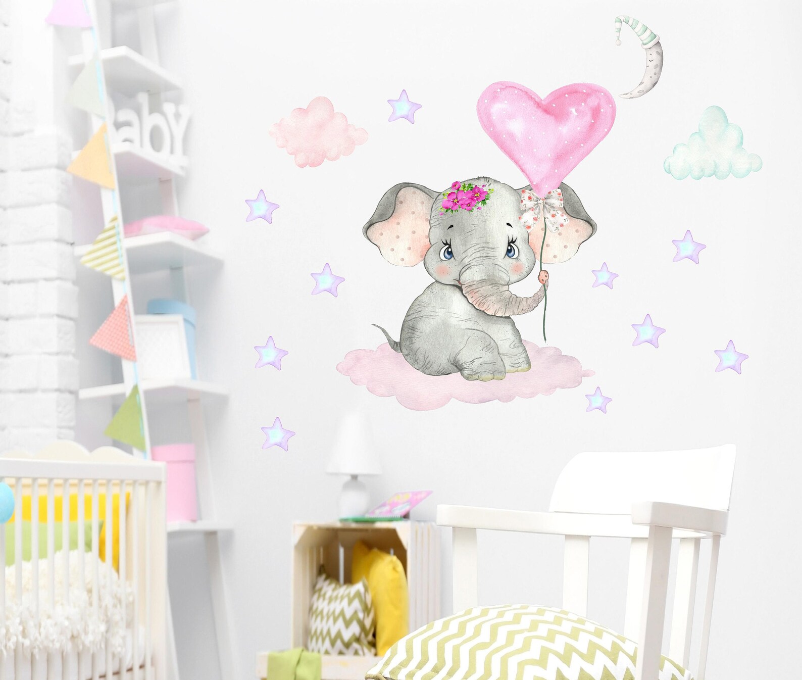 Baby Elephant wall decal pink nursery decor boys elephant baby Etsy