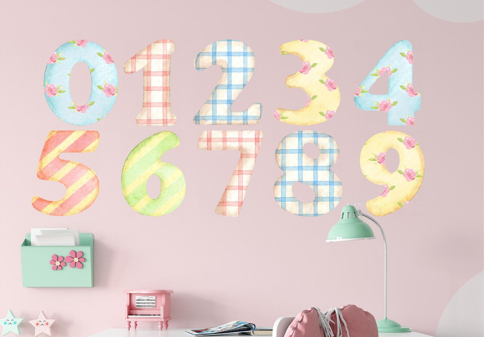 Nursery numbers wall decal baby room pastel numbers decor Etsy