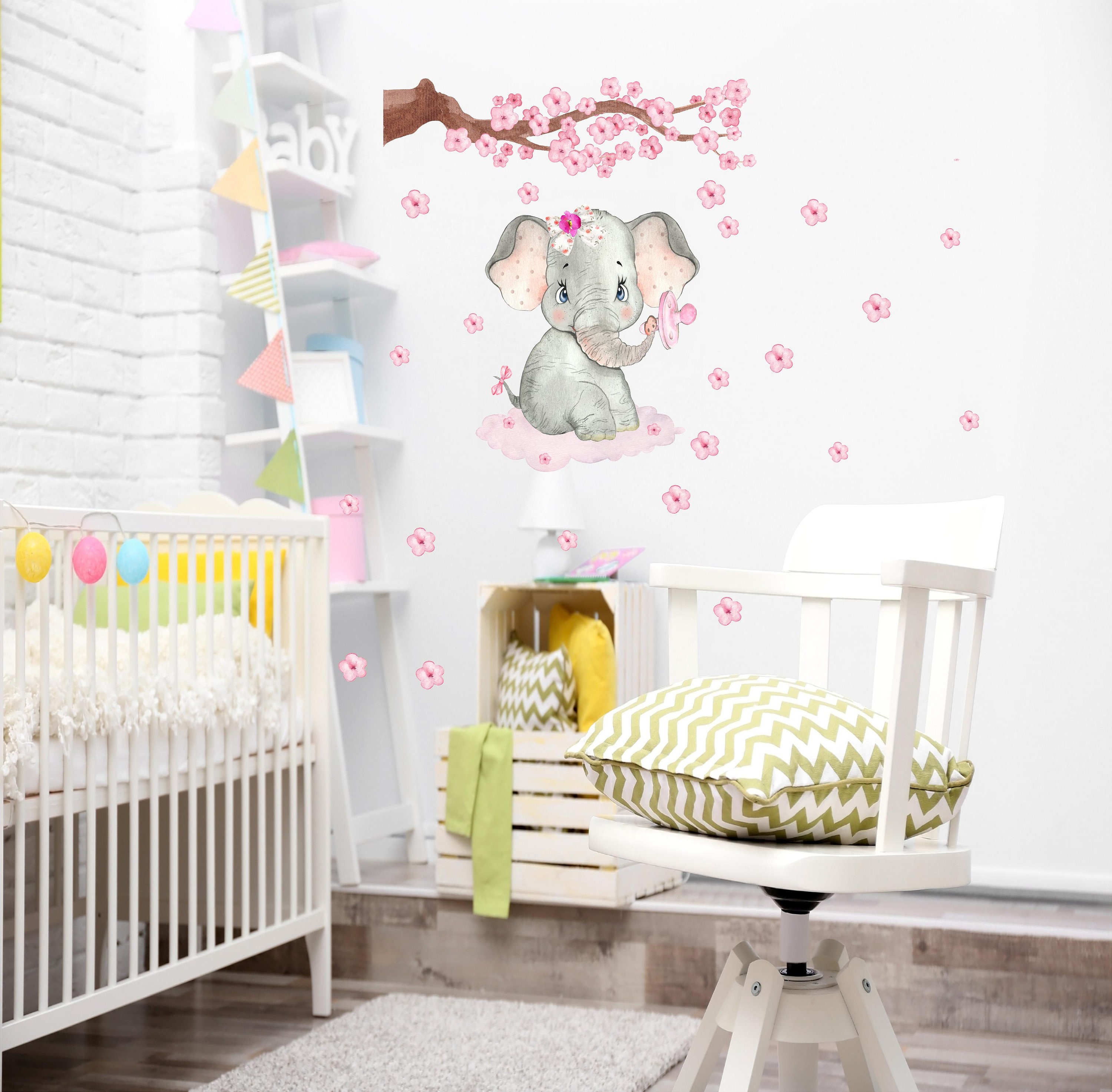 Removable pink Elephant wall decal nursery decor baby little Etsy