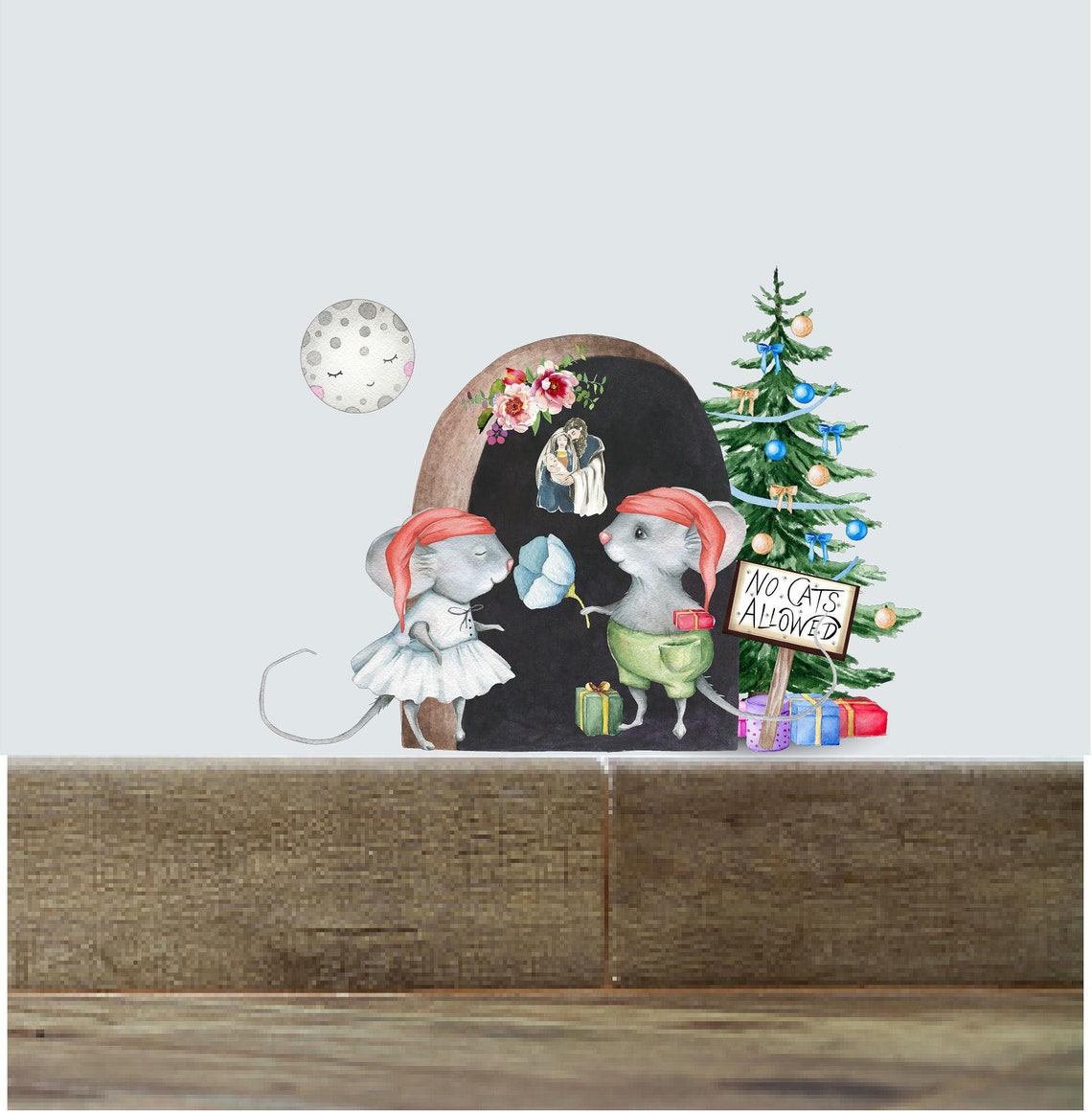 Stair stickers Christmas Mice hole wall sticker mouse hole Etsy